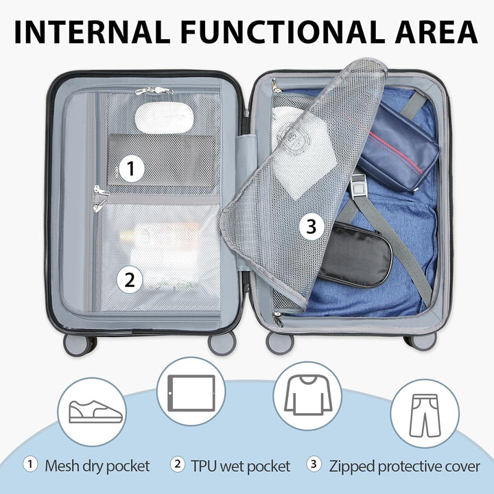 Veilige unisex bagage, harde koffer met TSA-slot en 360° spinnerwielen.