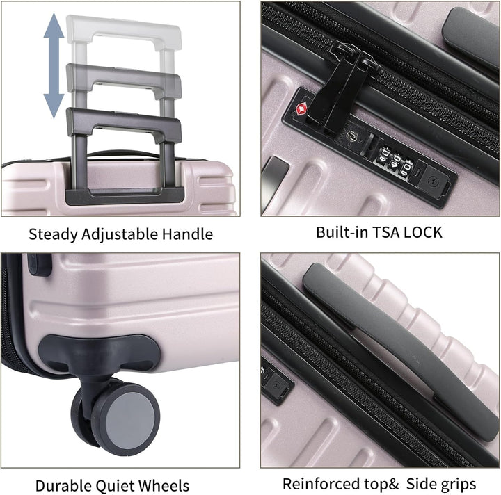 Compacte handbagage koffer met soepele spinnerwielen, perfect voor reizen.