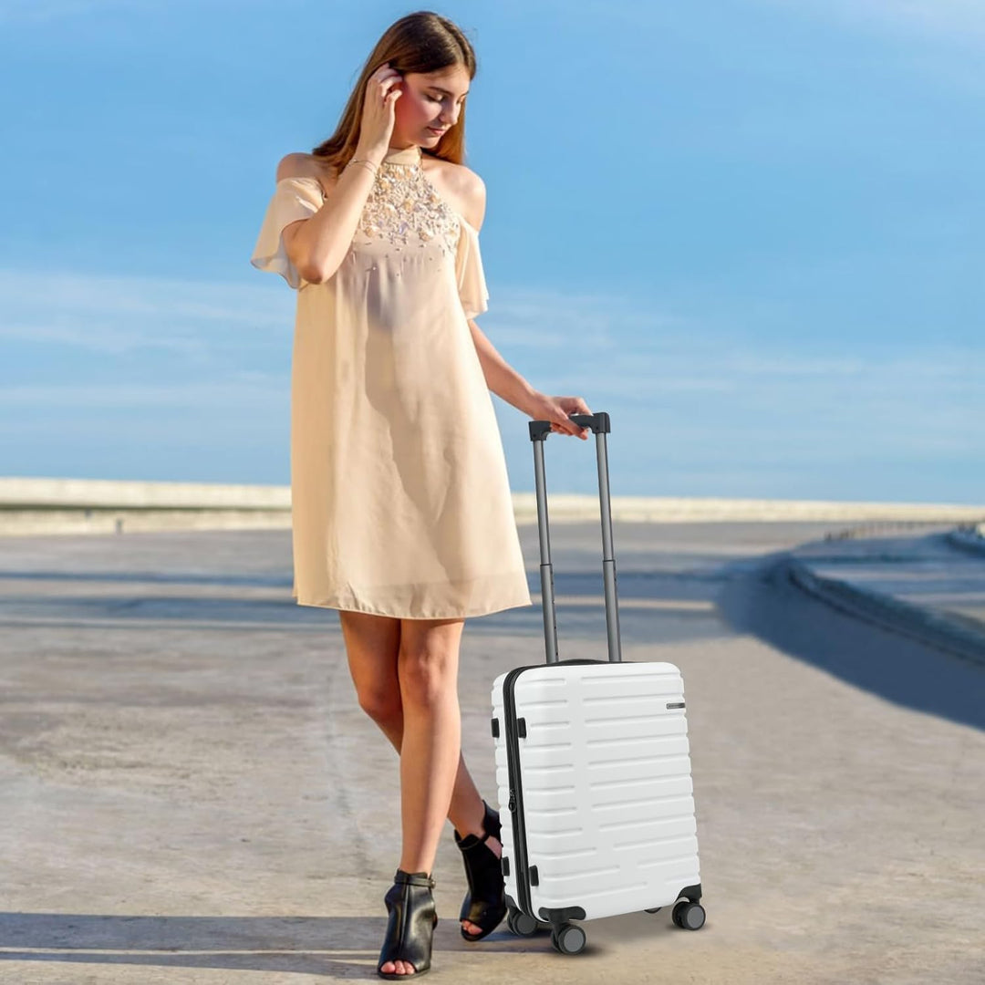 Reisaccessoire: uitbreidbare koffer met harde buitenkant en veilig TSA-slot.