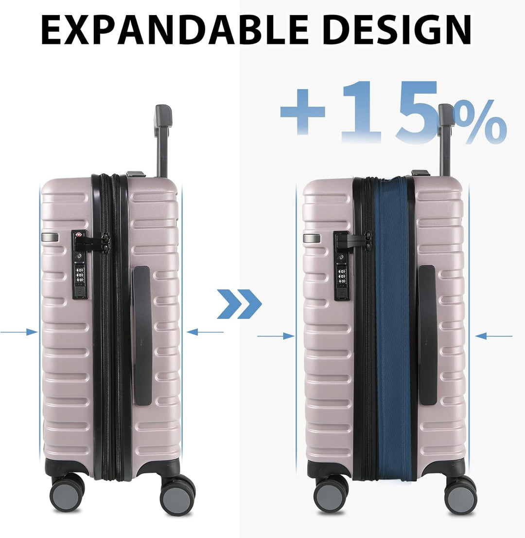 Compacte harde handbagage, uitbreidbaar, met spinnerwielen en veilig TSA-slot.