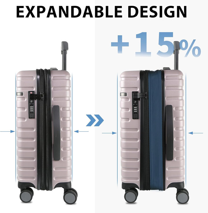 Compacte harde handbagage, uitbreidbaar, met spinnerwielen en veilig TSA-slot.