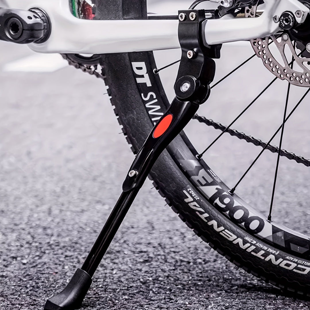 Stabiele zijstandaard voor stadsfiets en mountainbike, eenvoudig te monteren fietsonderdeel.