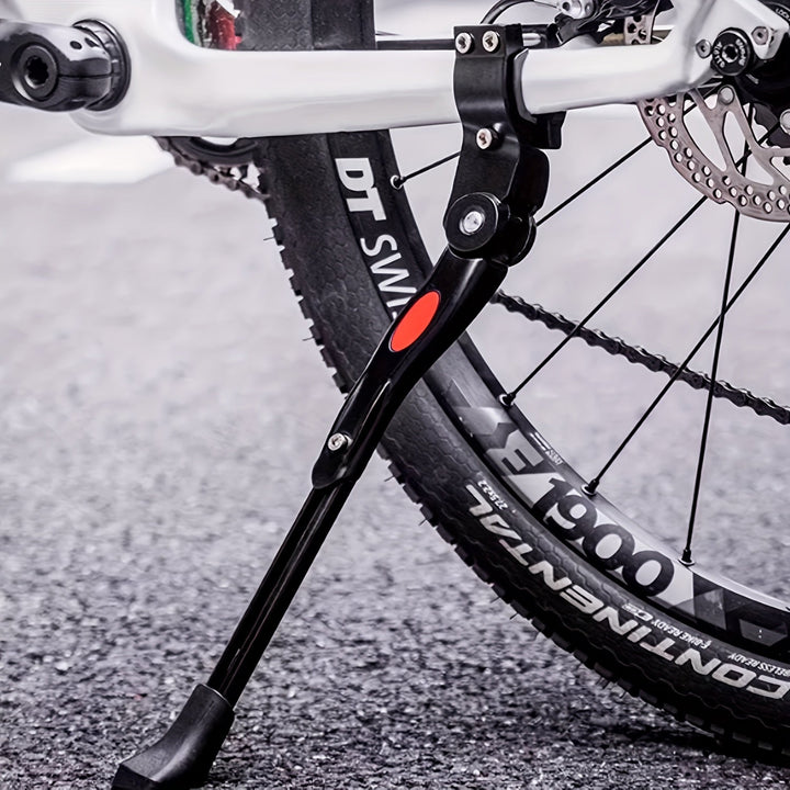 Stabiele zijstandaard voor stadsfiets en mountainbike, eenvoudig te monteren fietsonderdeel.