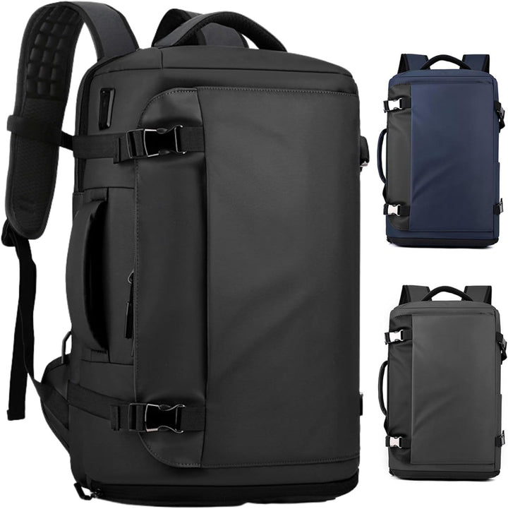 Grijze waterdichte 15" laptop rugzak voor heren/dames, perfect als werktas of schooltas met USB-C.