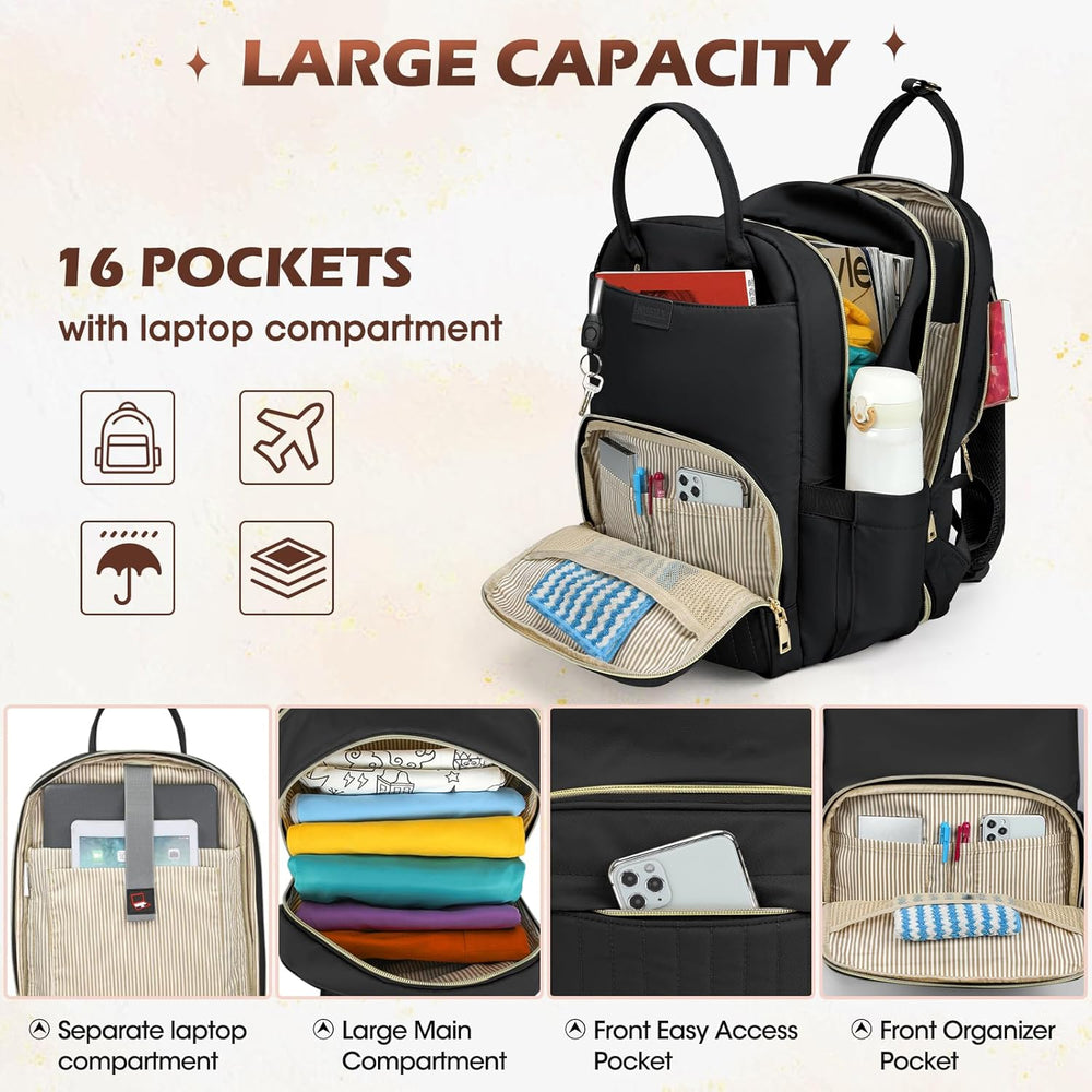 Compacte waterdichte reisrugzak voor 15.6" laptop, ideaal als handbagage met antidiefstal functies.