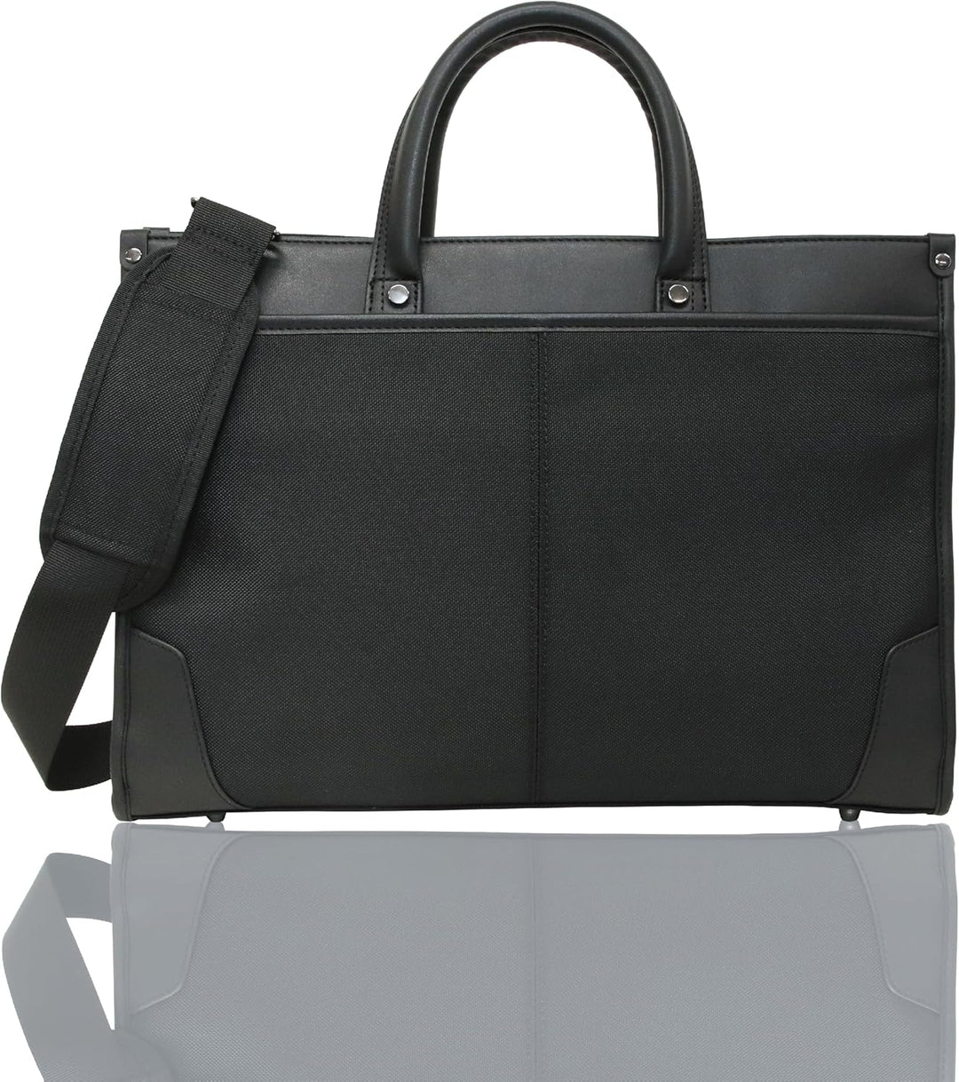 Zwarte zakelijke laptoptas, professioneel en unisex, met georganiseerde opbergruimte voor werk.
