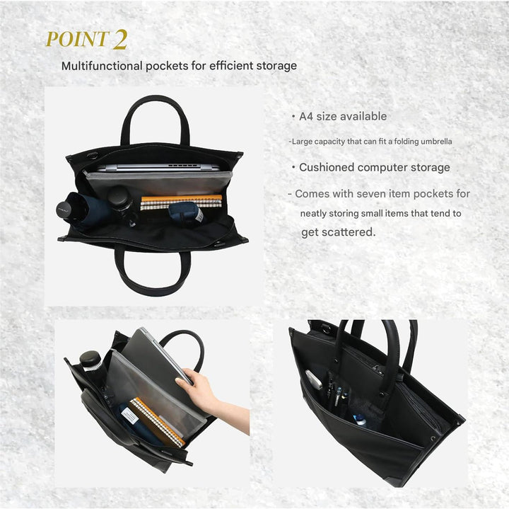 Elegante zwarte aktetas/werktas van hoogwaardig materiaal, ideaal voor een professionele uitstraling.
